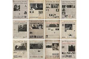 PRINT'N'ART Vintage Horror Movie Newspaper Poster - 8x10 Inches Set of 12 Unframed Posters & Prints - Serial Killer Halloween Decorations for Bedroom Wall Art - Horror Massacre Retro Halloween Room Decor for Living Room Wall Decor - Gothic Pumpkin Witchy Horror Haunted House Posters for Room Aesthetic (8x10 Newspaper)