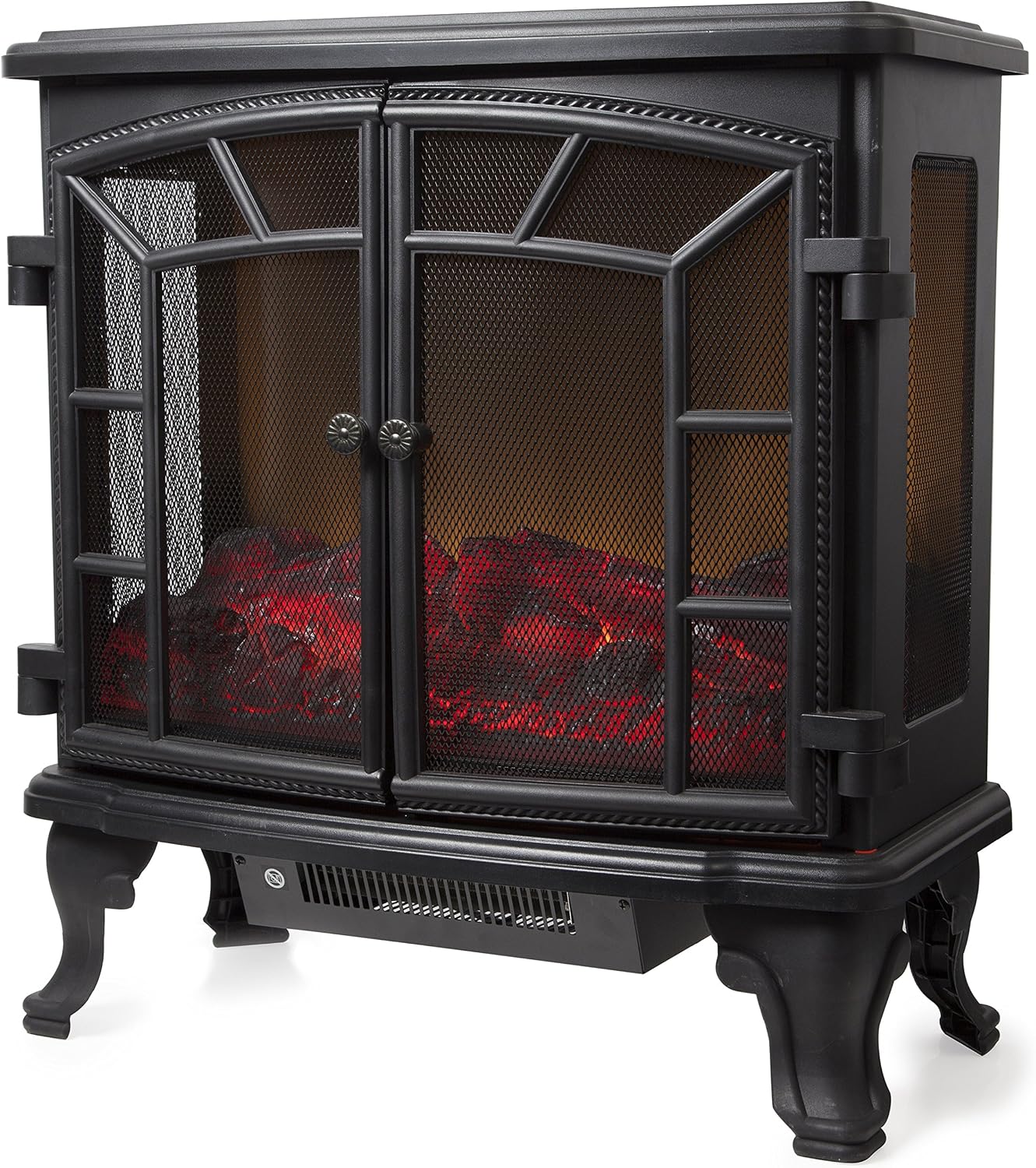 Warmlite Rochester Portable Electric Double Door Fireplace Heater with Realistic LED Flame Effect, Remote Control, 2000W