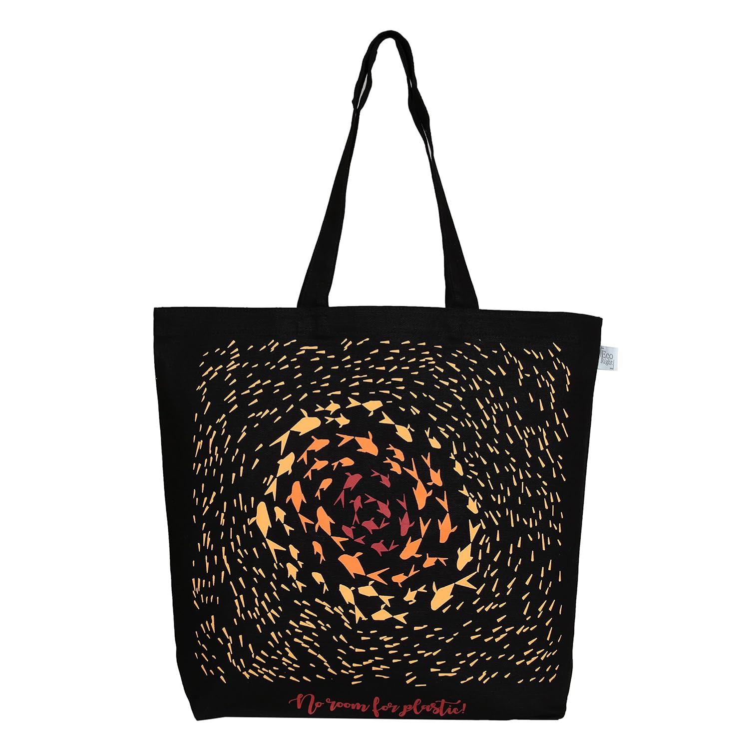 ecoright reusable 100% canvas cotton ecofriendly large tote bag printed "no room for plastic"