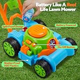 Sloosh Bubble Lawn Mower Toy Blue – 4oz + 24x12ml Bubble Solutions, Battery view 3