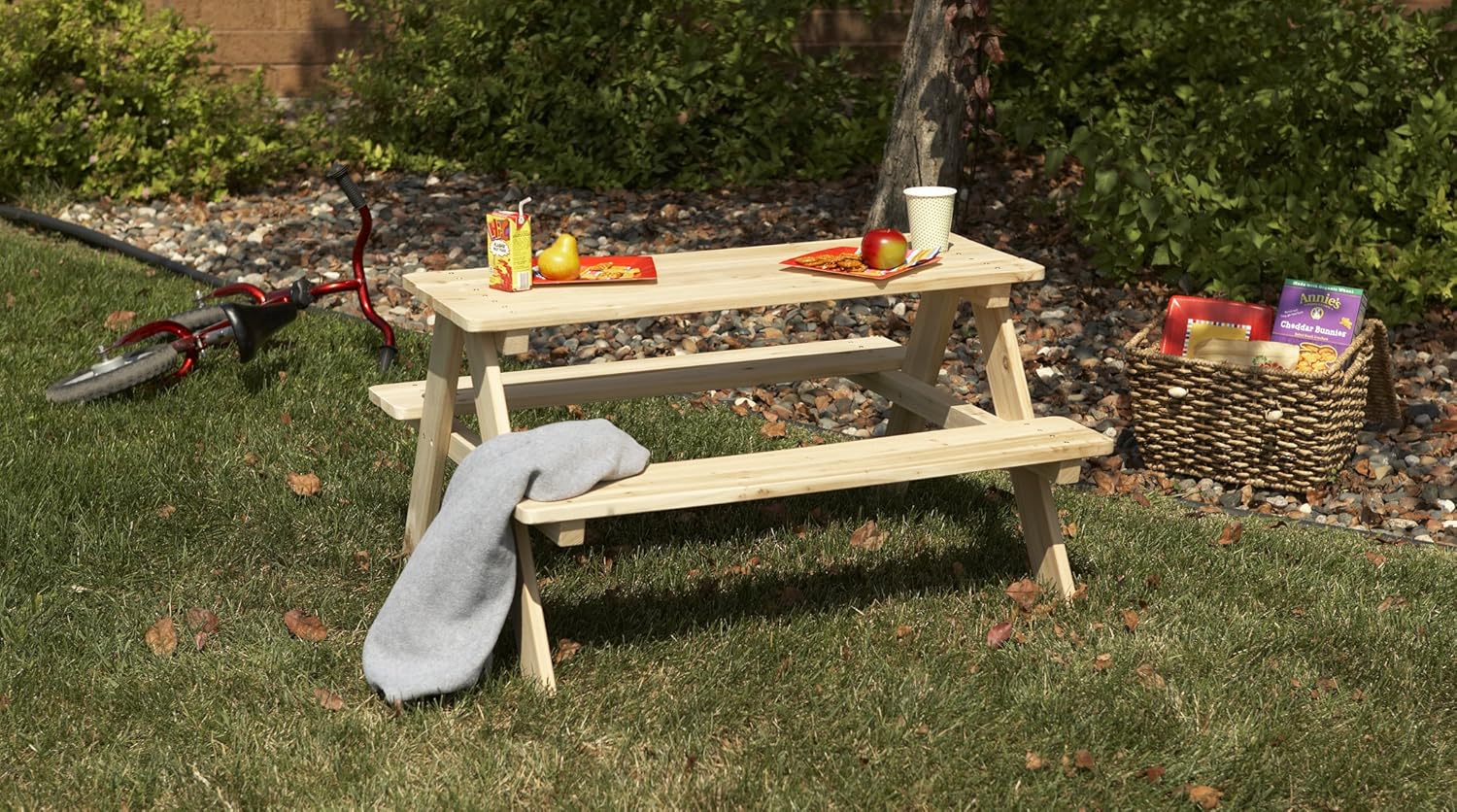 Merry Garden Kids Wooden Picnic Bench Outdoor Patio Dining Table, Natural : Outdoor Benches : Garden & Outdoor