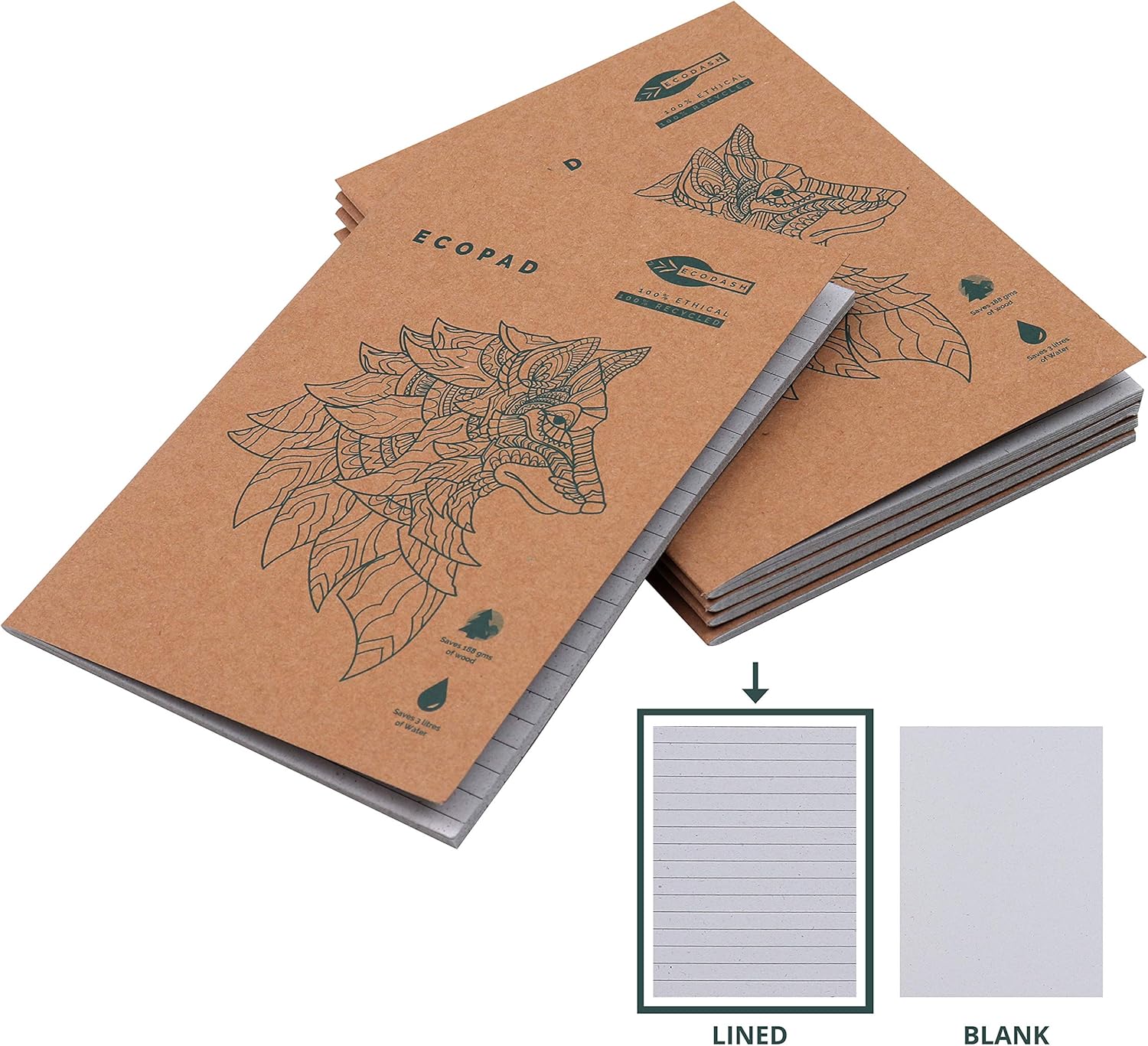 Recycled Notebook (5 Pcs) A5 Lined Notebook for School and Office