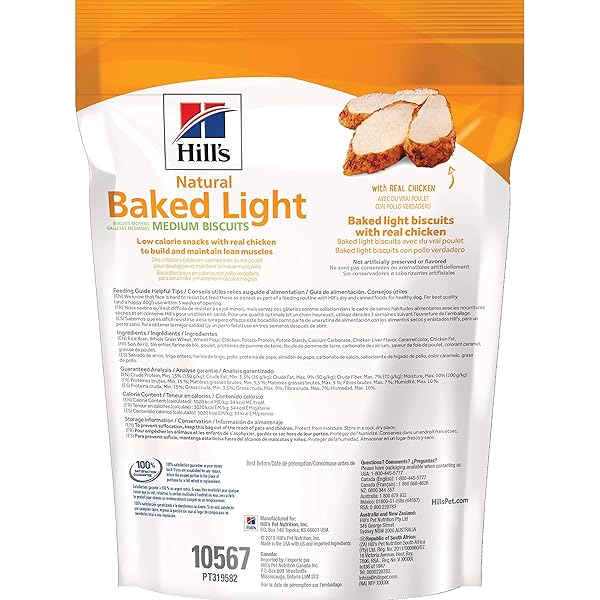 HILL’S NATURAL BAKED LIGHT BISCUITS, ALL LIFE STAGES, GREAT TASTE, DOG TREATS, CHICKEN, 8 OZ BAG