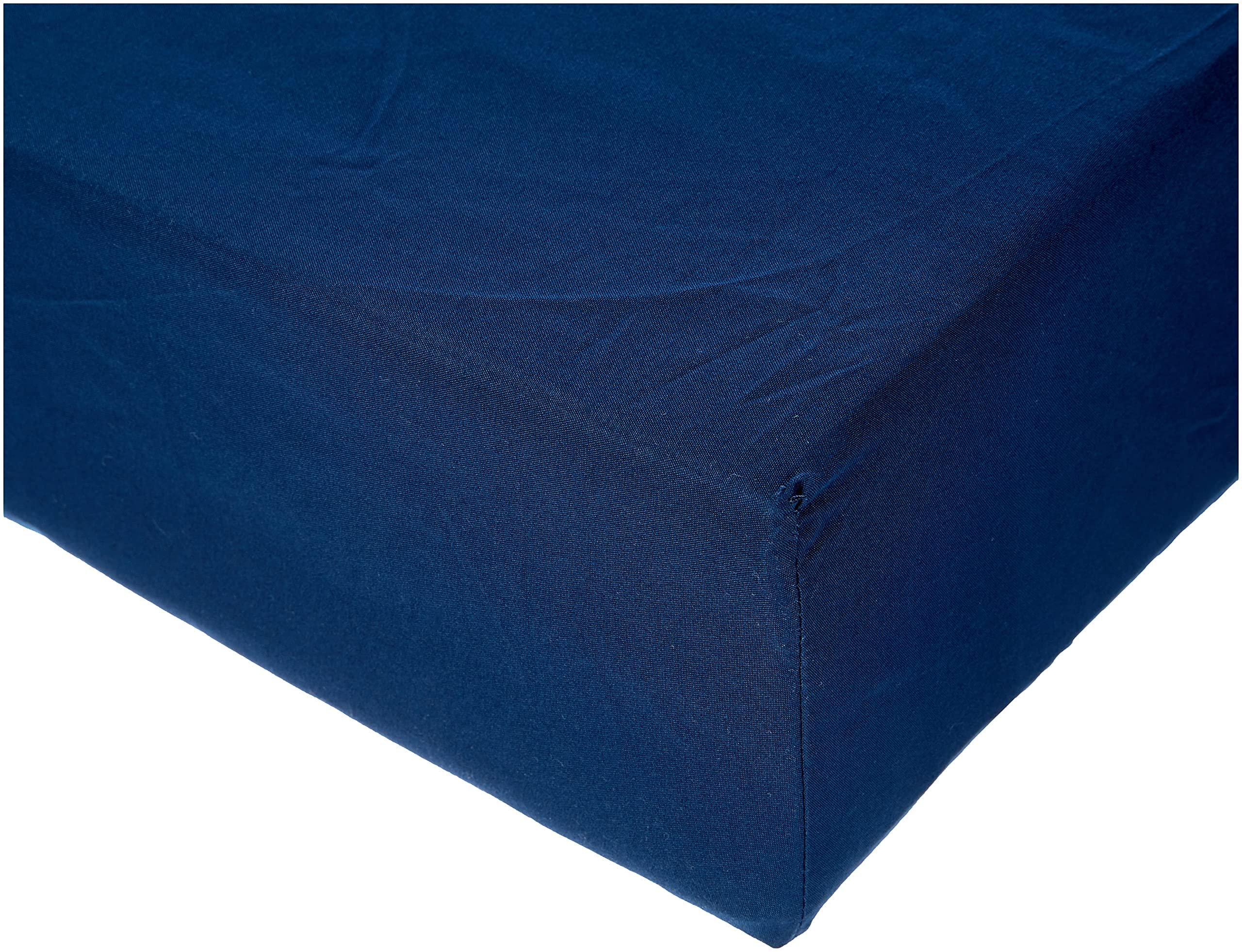 Amazon Basics Bedding Soft Microfibre King Size Fitted Sheet with 12 inch (30 cm) Deep Pocket, 150 x 200 cm, Navy Blue — image 1