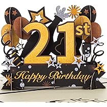 リリパットレーン　HAPPY 21st BIRTHDAY Liif Happy 21ST Birthday Card, 21 Years Old Birthday Card, 3D