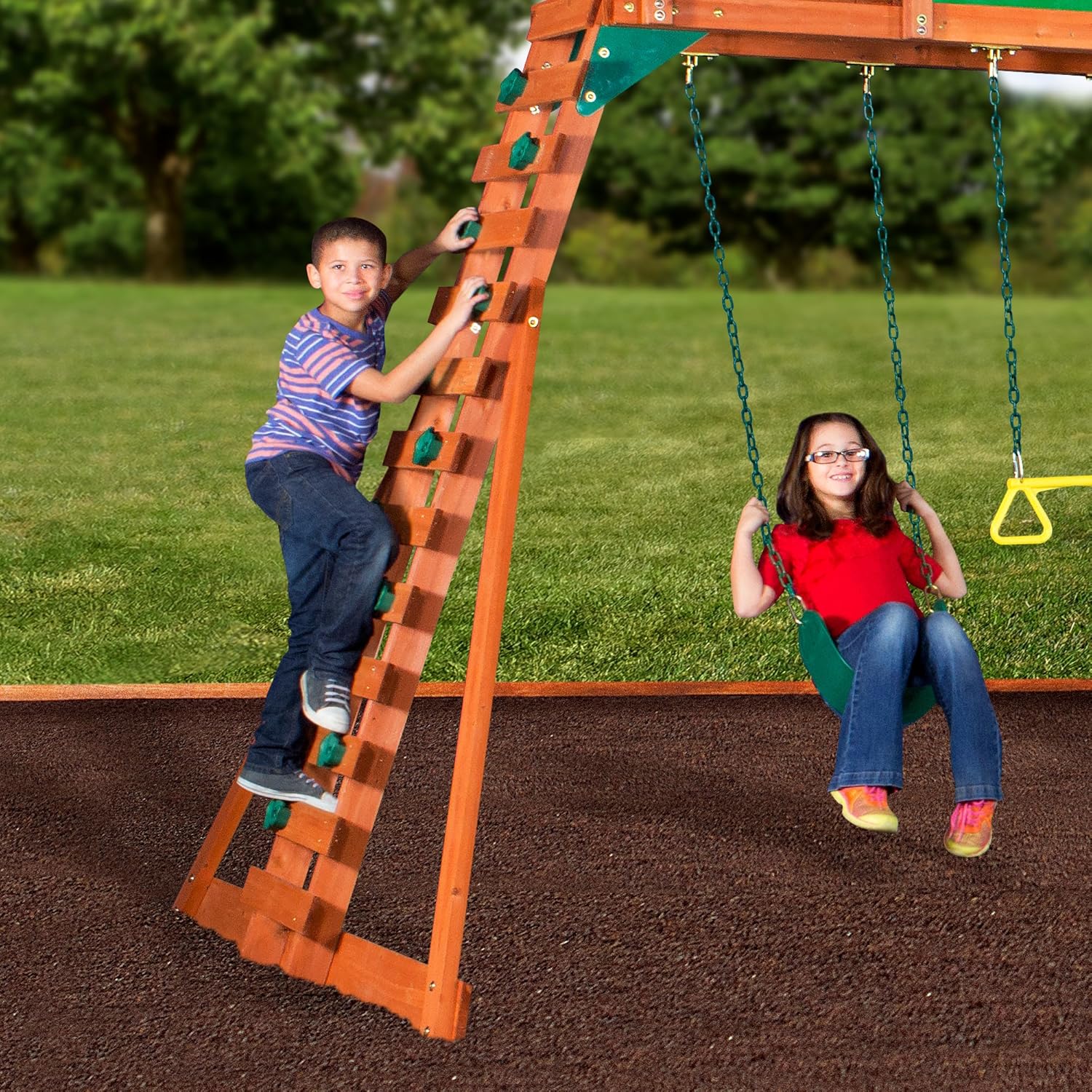 backyard discovery woodridge ii all cedar wood playset swing set