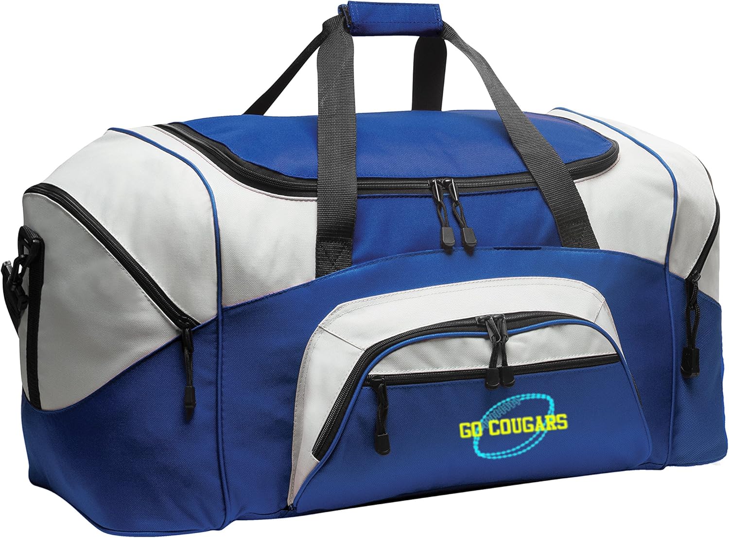 Football Personalized Colorblock Sport Large Duffle Bag (True Royal