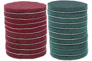 Kichvoe 20pcs Abrasive Scouring Pads Set 4-inch Red 320-400# Green 600# Disc for Kitchen, Ceramic, Stainless