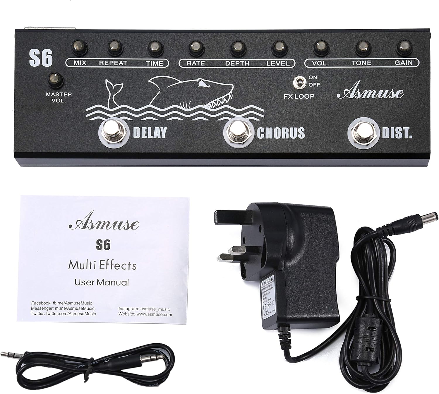 Asmuse Guitar Multi Effect Pedal Board Electric Bass Distortion Delay