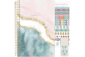 bloom daily planners 2024 Calendar Year Day Planner (January 2024 - December 2024) - 5.5” x 8.25” - Weekly/Monthly Agenda Organizer Book with Stickers & Bookmark - Daydream Believer, Pink & Blue