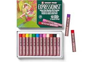 SAKURA XLP12 12-Piece Cray-Pas Expressionist Assorted Color Oil Pastel Set, Multicolor, 12 Color Set