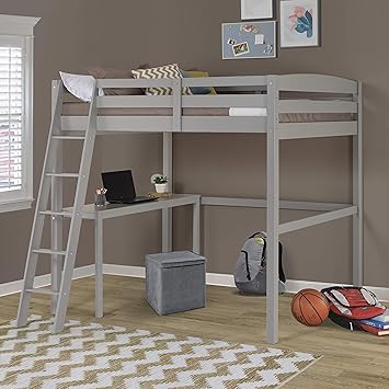 grey high sleeper with desk