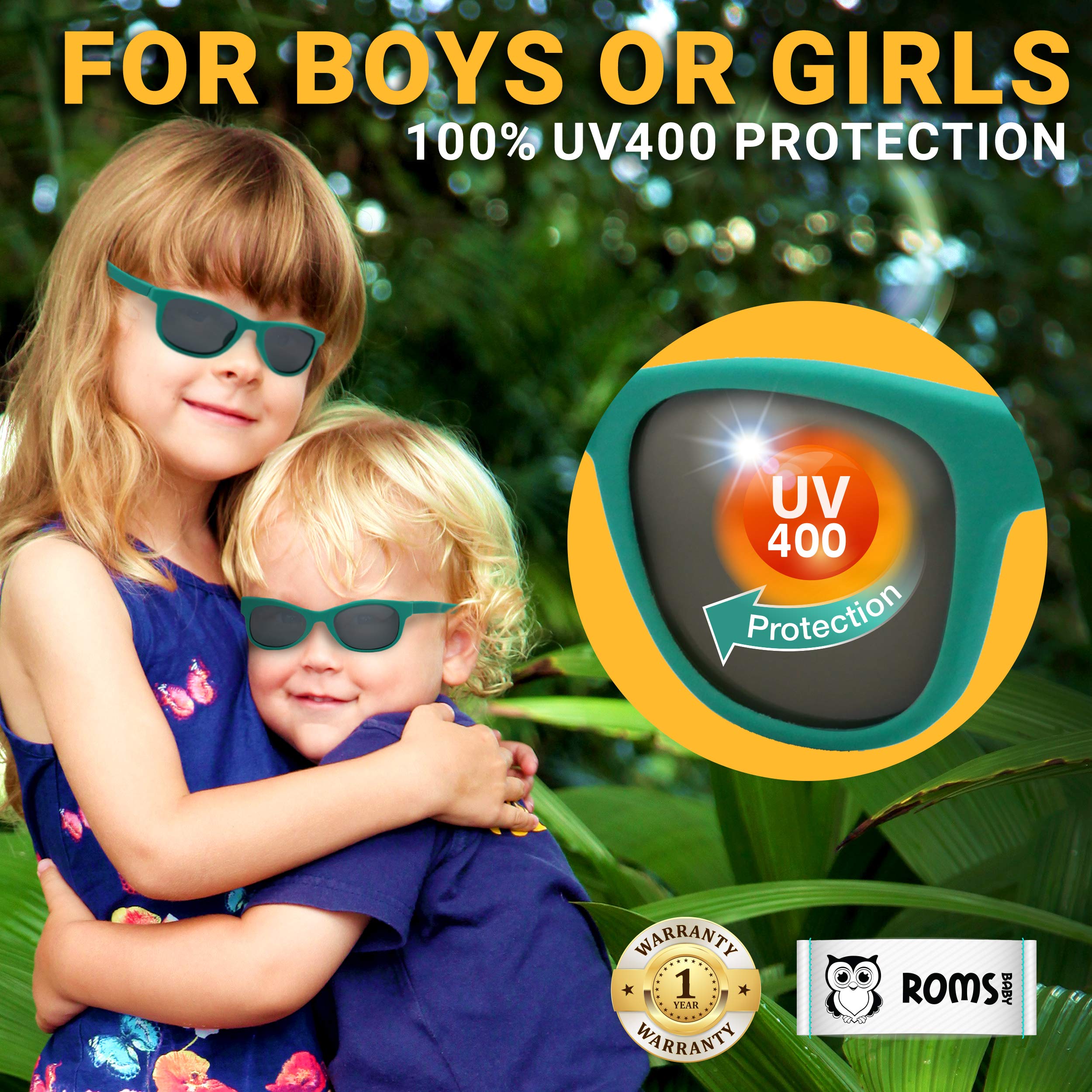 Baby Sunglasses with Strap - 400 UV Protection Polarized Lenses - Unisex Toddler/Kid. Shatterproof W/Soft Pouch and Hard Case - Ages 6 mos. to 3 years - Turquoise - FDA Approved