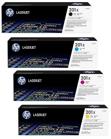 4x Original XL HP Toner CF400X CF403X 201X für HP Color Laserjet Pro MFP 277 DW - Black, Cyan, Magenta, Yellow - Leistung: BK