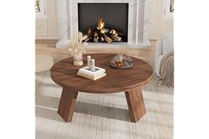 Garvee 33.5'' Round Coffee Table, Modern Center Table with Inclined Legs for Living Room, Accent Cocktail Table for Bedroom, 