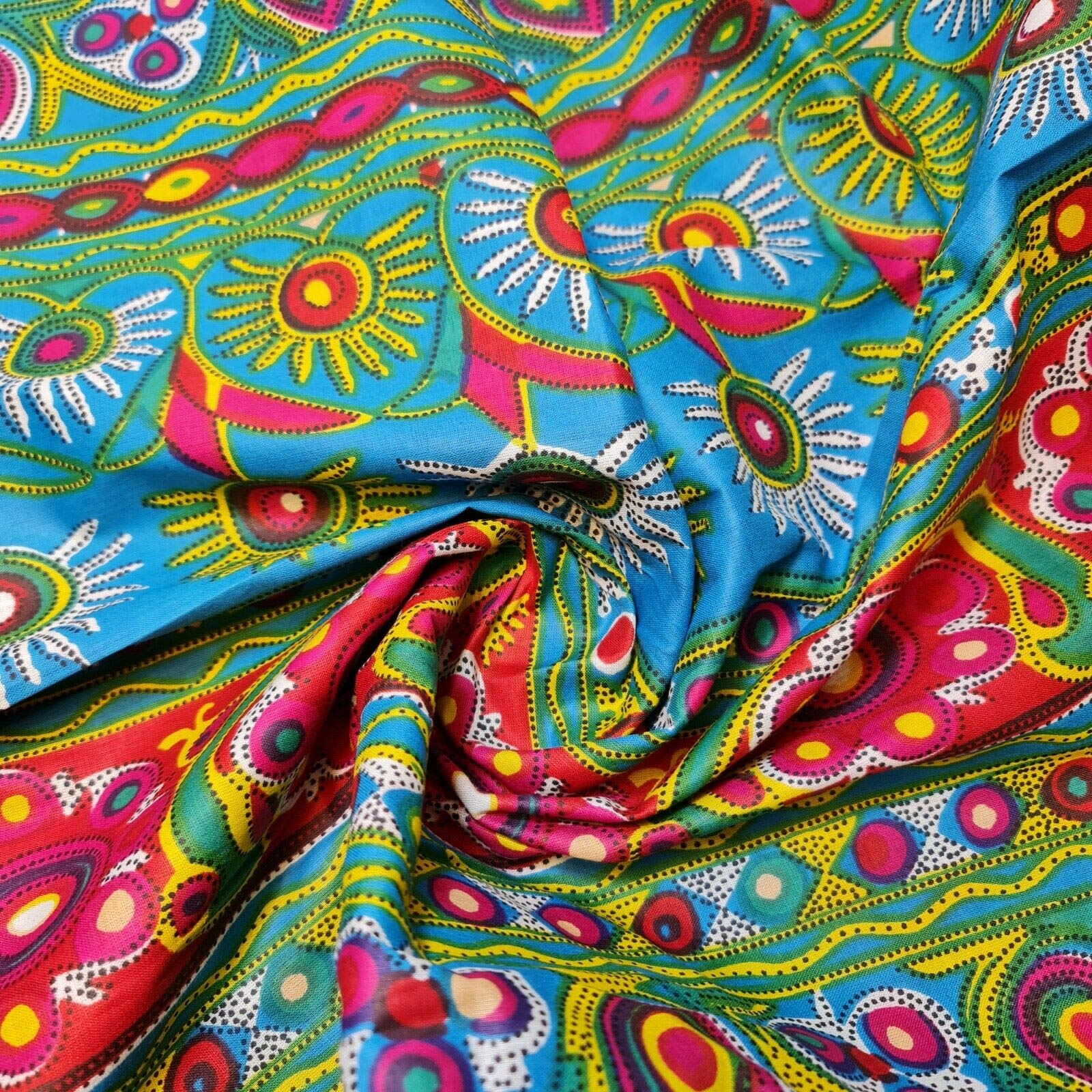 Textile Station Cotton Indian Ethnic Rajasthani Print Suzani Rangoli Boho Banjara Fabric 44" Wide Available in 6 Designs (Design 6)