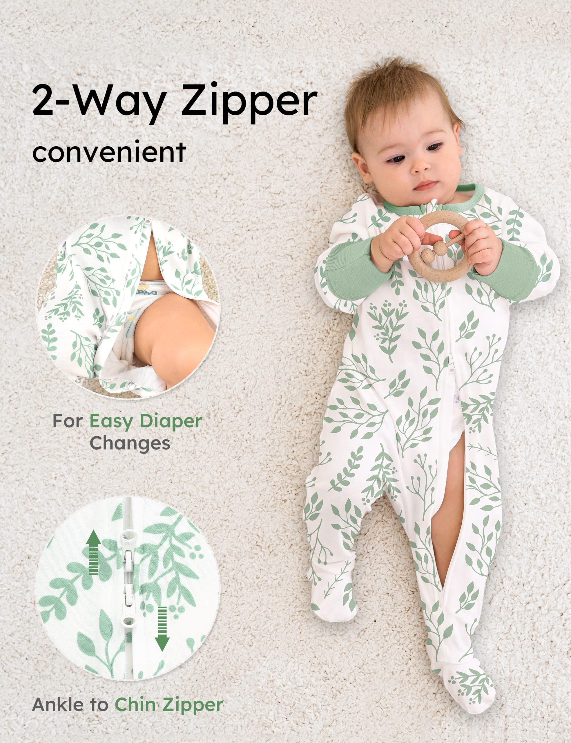 Yoofoss Baby Pajamas 100% Organic Cotton Baby Sleepers for Newborn 0-3 3-6 6-9 Months Boys Girl Clothes 3pcs Footed PJs