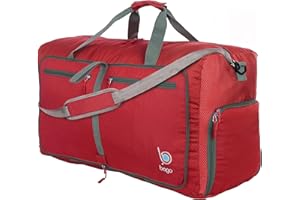 Bago Duffel Bags for Traveling - 80L Medium Duffle Bag for Travel with Shoe Compartment | Durable, Foldable & Lightweight | Explore the World in Style & Convenience (Red)