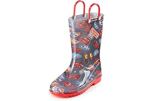 Disney Cars Lightening McQueen PVC Rainboots For Boys Easy-on Handles - Black Size Toddler and Little Kids