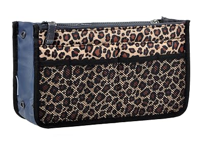Vercord Purse Organizer Insert for Handbags Bag Organizers Inside Tote Pocketbook Women Nurse Nylon 13 Pockets Leopard Large