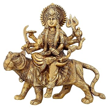 ShalinIndia Maa Durga Statue Brass Religious Gifts Idol Hinduism Decor Durga Puja 8.5 Inch, 2.8 Kg
