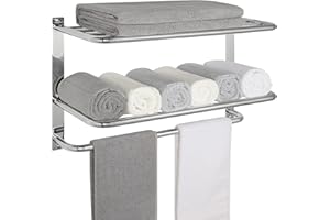 DELAM 3-Tier Bathroom Towel Rack with Towel Bar, Wall Mount Towel Shelf 304 Stainless Steel Polished Surface Finish, 24 Inch
