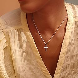 Fettero Cross Necklace Sliver Faith Pendant 14K