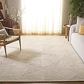 SAFAVIEH Textural Collection Area Rug - 6' x 9', Ivory, Handmade Wool, Ideal for High Traffic Areas in Living Room, Bedroom, 
