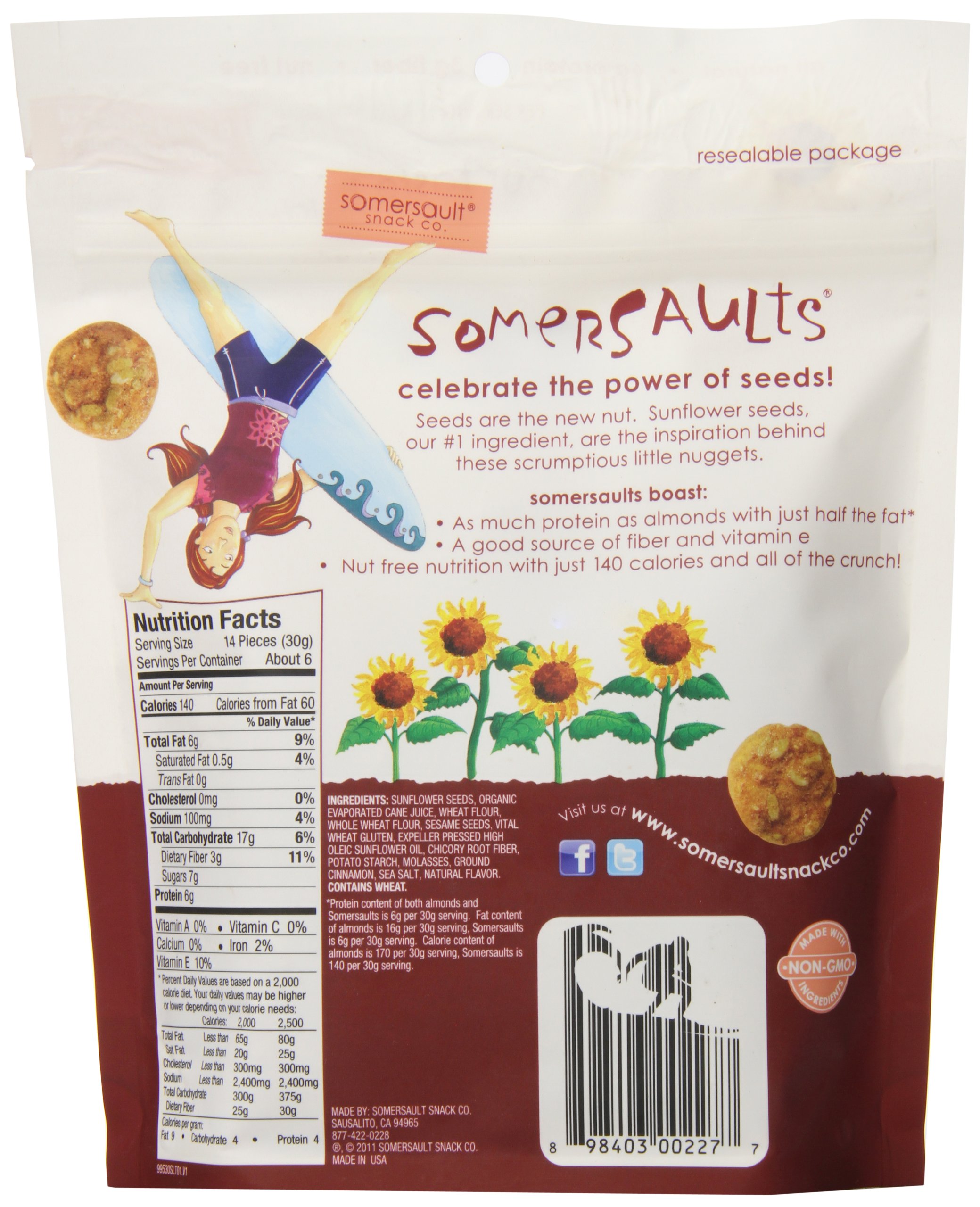 Somersaults Sunflower Seed Snack Cinnamon Crunch, 6oz. on Galleon
