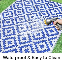 Smiry Waterproof Outdoor Rug 9x12 ft, Reversible