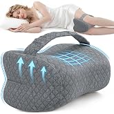 ComfyInLove Memory Foam Knee Pillow for Side Sleepers with Strap, Gray | Supportive, Heart-Shape Pillow Between Legs for Sciatica, Lower Back, Hip, Joints Pain Relief, Removable Washable Cover