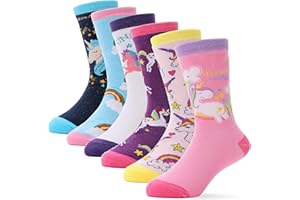 Girls Kids Socks Crew Cute Socks for Toddler Children Fashion Cotton Cartoon Animal Unicorn Birthday Gifts Socks 6 Pack Stock
