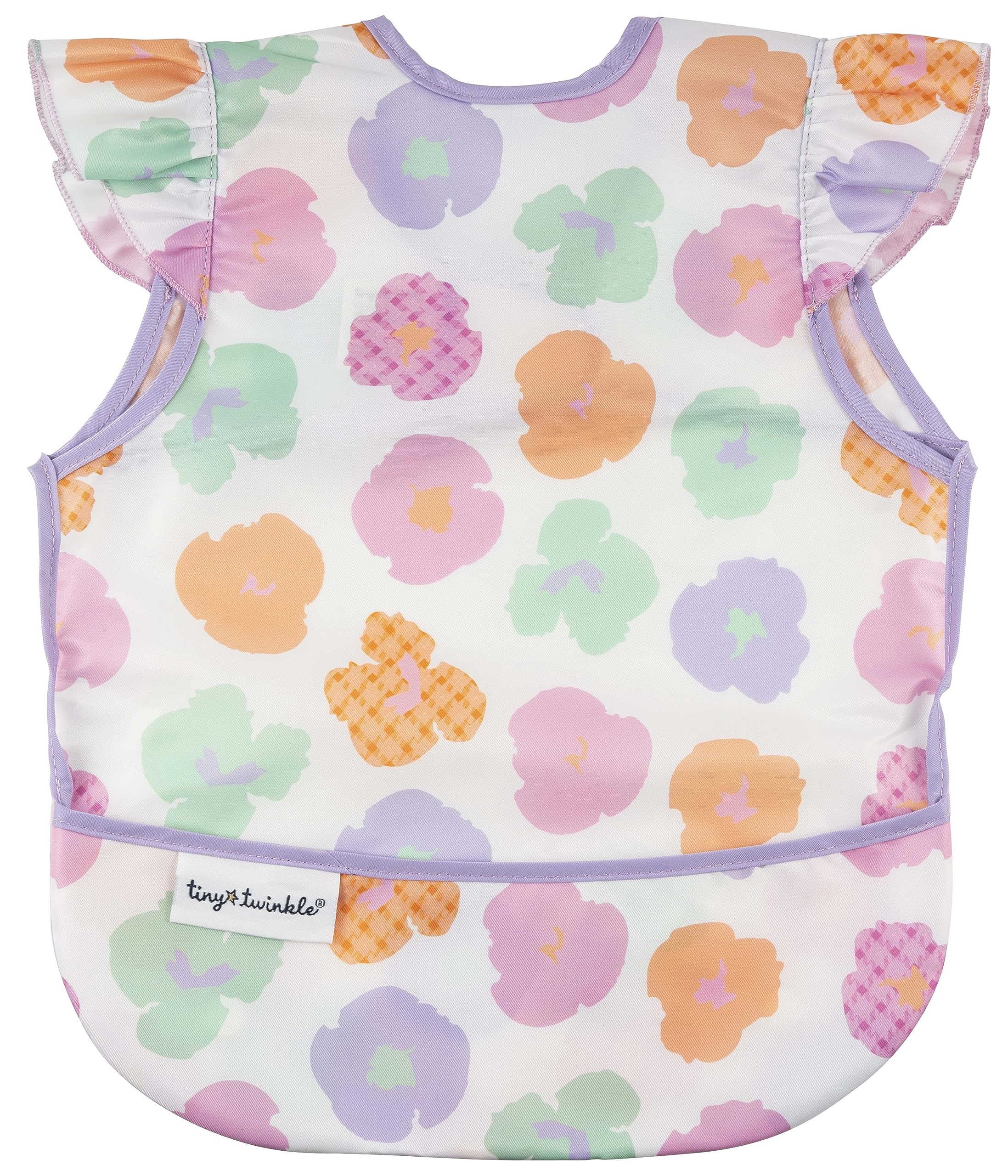Photo 1 of Tiny Twinkle Mess Proof Baby Bib - Waterproof & Lightweight Baby-Led Weaning Apron | 100% Recycled Polyester, Easy Clean & Machine Washable (Floral Pop, Small 6-24 Months)