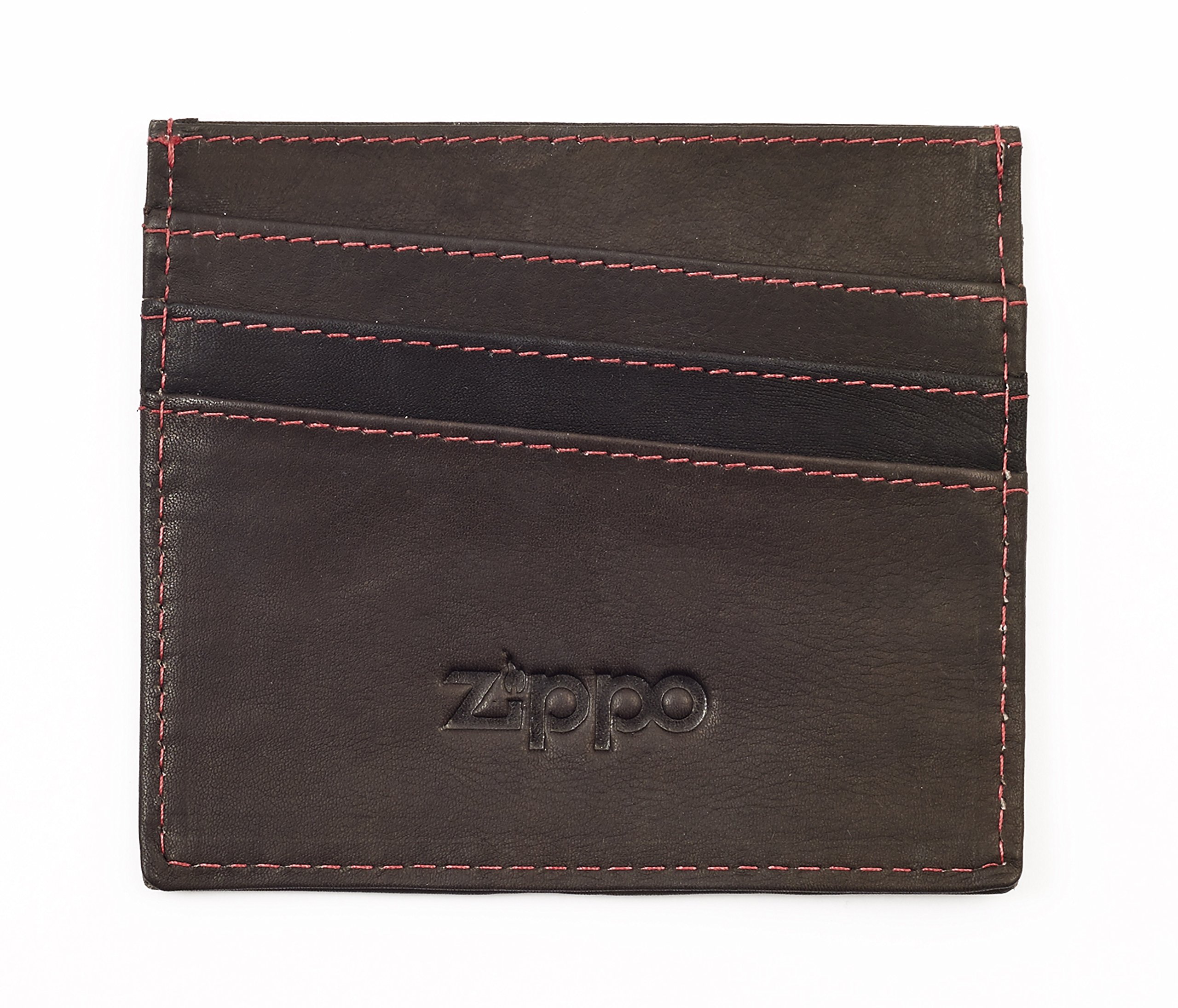 Zippo - Card Case, Leather, Mocha, Credit Card Holder for Women and Men, 5 Card Slots