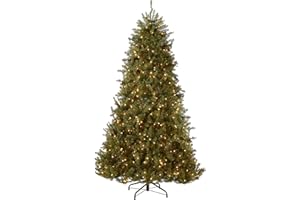 National Tree Company 6.5 ft Pre-Lit Dunhill Fir Artificial Christmas Tree, 650 Clear Lights, 1,838 Tips, Includes Stand, Green