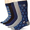 Amazon Essentials Men's Comfortable Patterned Dress Socks, 5 Pairs