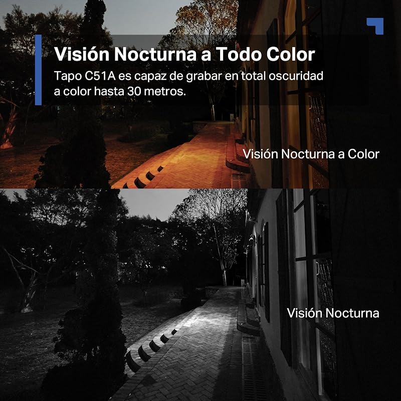C51A - Cámara de Vigilancia WiFi Exterior 360º, 2K 3MP, Detección IA