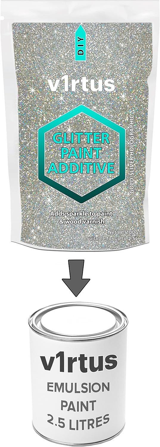 Gold Silver Holographic Glitter Paint Additive 100g, Gold & Silver Holographic - Image 3