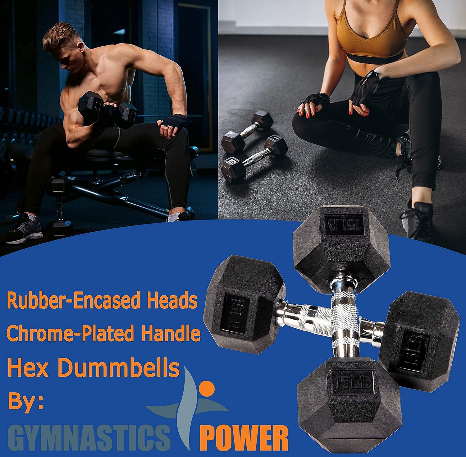 Gymnastics Power Hexagon Dumbbells 30 LB Pair Exercise & Fitness Weights Dumbbell for Men & Women 30 Pound Free Weights Set : Sports & Outdoors