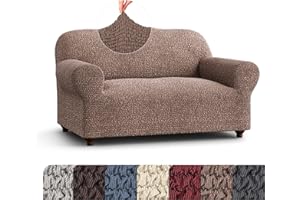 PAULATO BY GA.I.CO. Loveseat Slipcover - Oversized Chair Cover - Stretch Couch Cover - Cushion Love Seat Sofa Slipcover - 1-Piece Form Fit Washable Protector - Mille Righe Collection - Camel