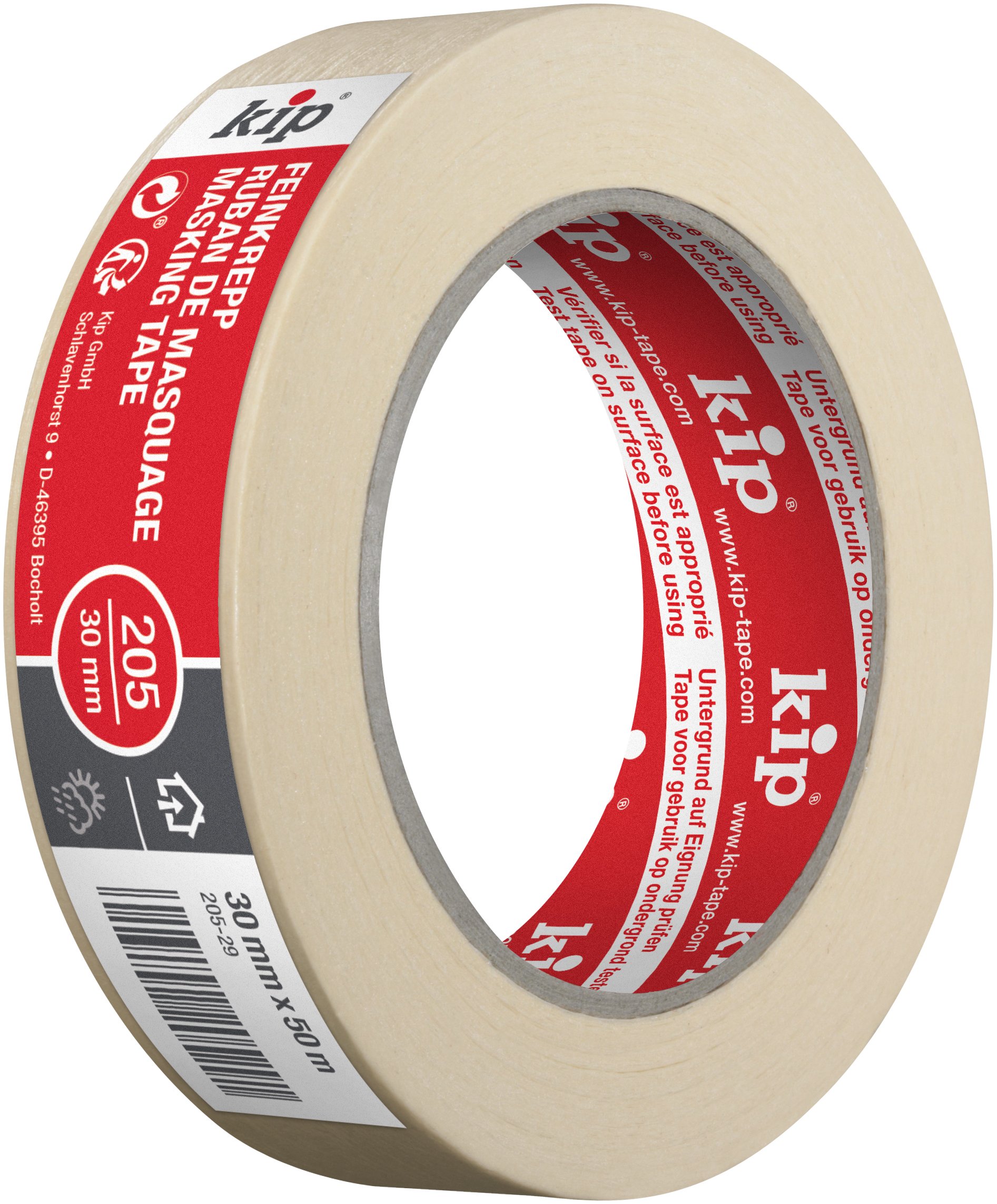 Kip Masking Tape 205-29, Professional and Impregnated, Fine Crepe Masking Tape for Painting and Varnishing, 30 mm x 50 m