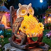 LIULO TOOL Light Up Owl on Chair Garden Sculpture, LED Solar Powered Owl Lying on The Chair Centerpiece, Cute Figurine Statue for Home Fireplace Outdoor Collection Decoration, 6x4.5x3.3 in