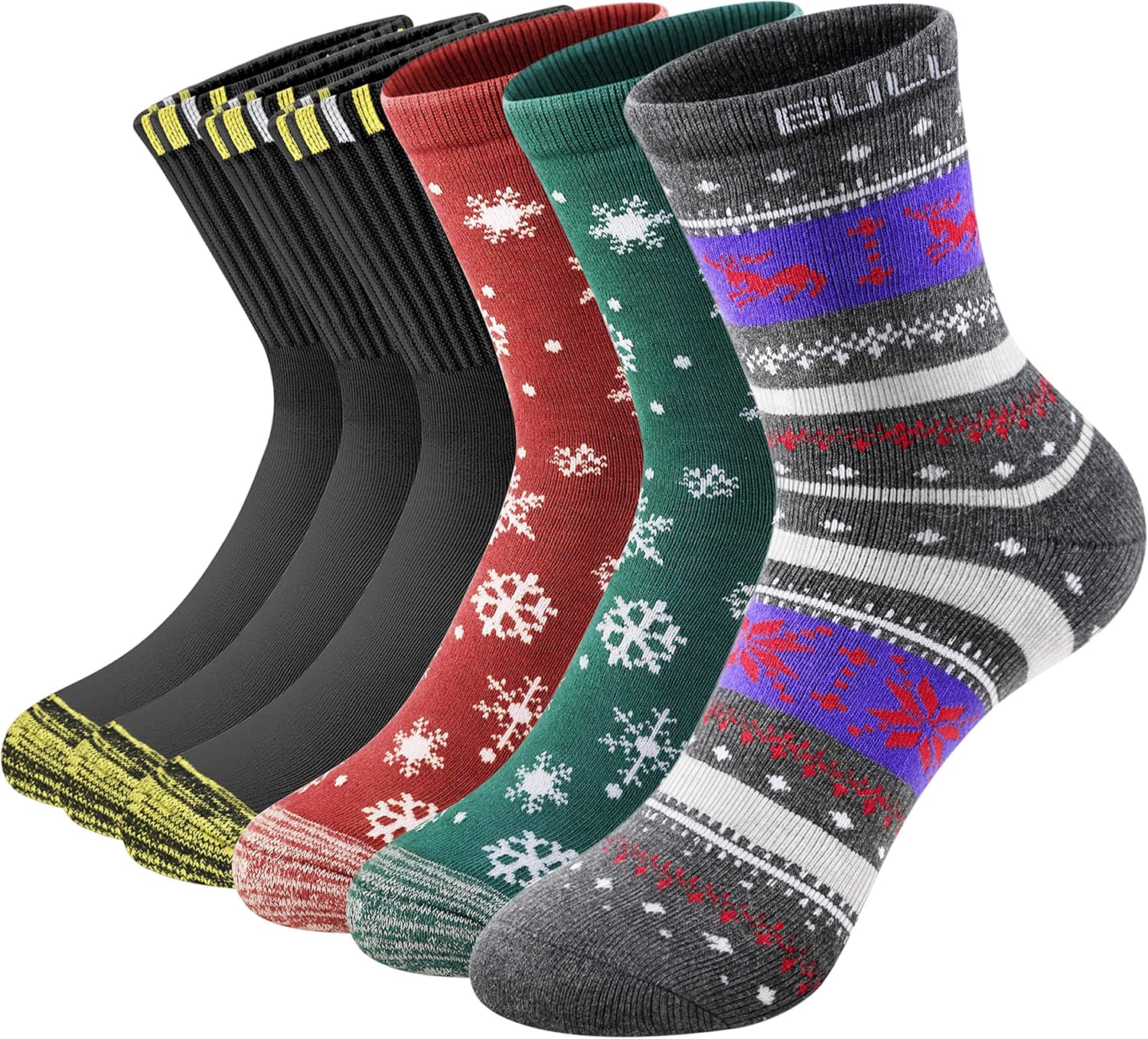 Womens Thick Winter Socks 6 Pairs,BULLIANT Casual Athletic Warm Socks