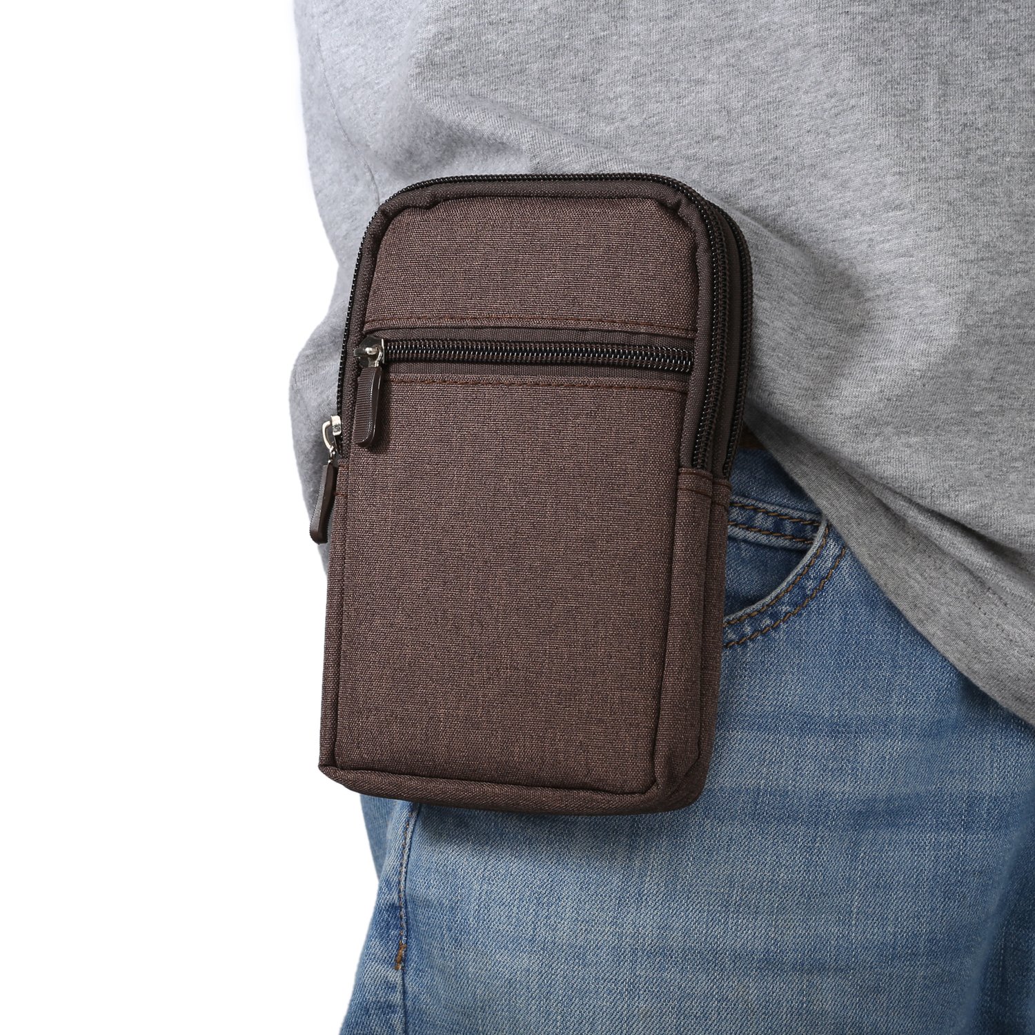 Vertical Cell Phone Belt Clip Bag Men, Smartphone Belt Pouch, 7.2" Universal Men Mobile Phone Wallet Holster Case with Belt Clip Carabiner Pack Smartphone Belt Loop Waist Holder Bag Pocket Purse