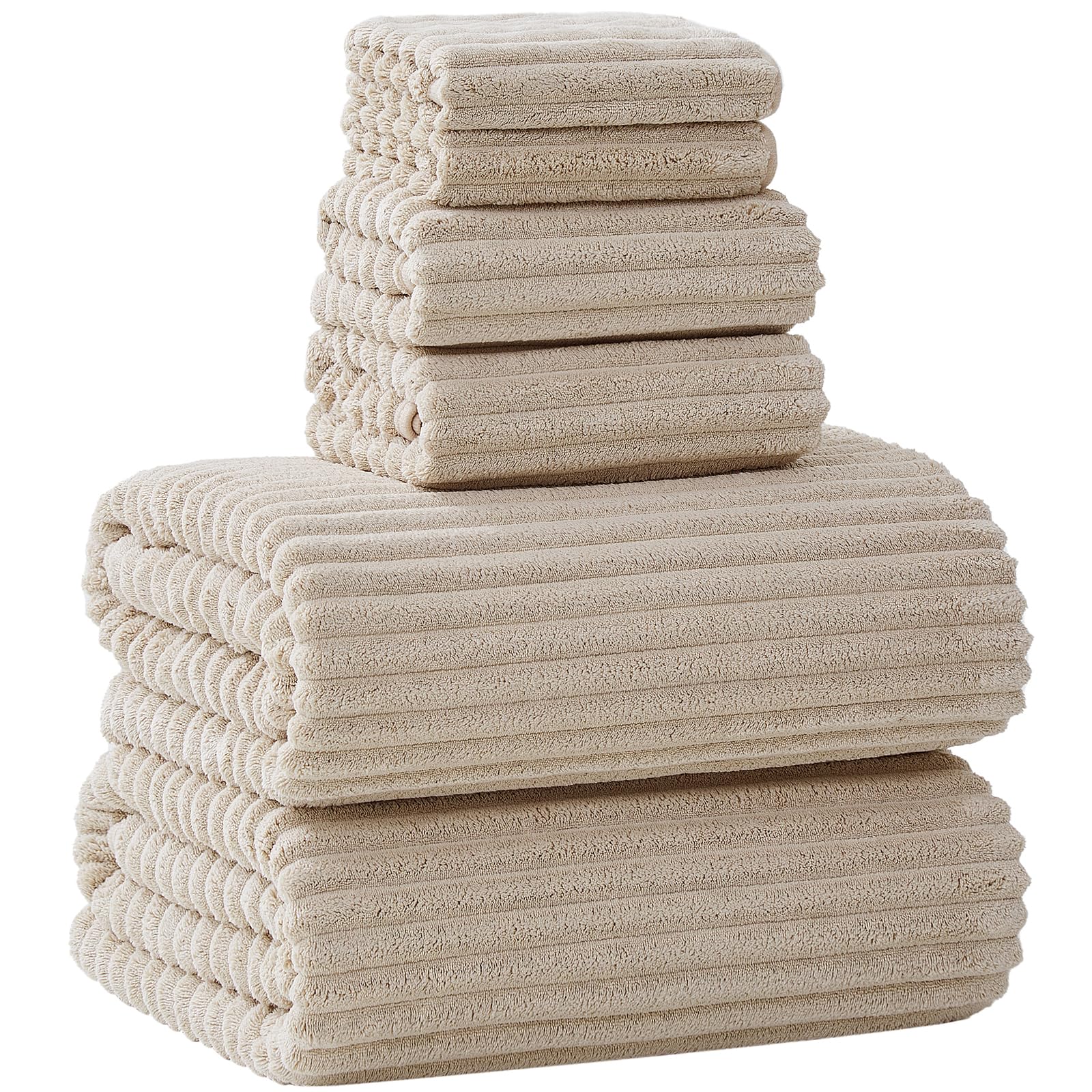 Photo 1 of NALIVO Extra Large Bath Towel Set of 6 (40"x80"),Oversized Bath Sheet Super Soft Highly Absorbent Microfibers Quick Dry Luxry Shower Towel for Bathroom Spa Gym Hotel Yoga(Beige, 6Piece)