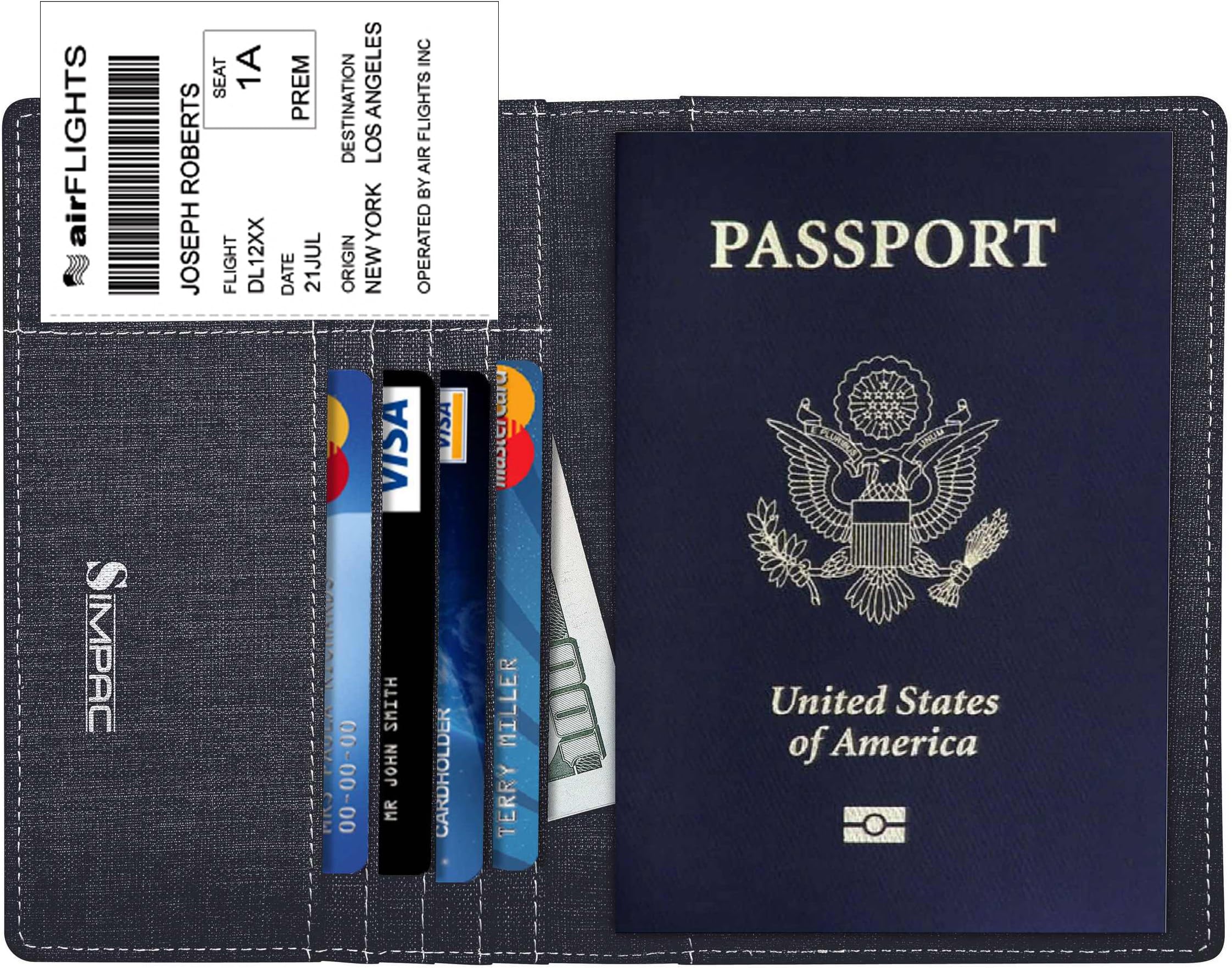 SimpacX Fabric Passport Holder Wallet Cover Case RFID Blocking Travel Wallet