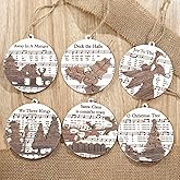 Bucherry 6 Pcs Wooden Christmas Nativity Scene Ornaments Bulk, 2025 Christian Religious Jesus Ornaments for Christmas Tree Nativity Scene Gifts, The Birth of Jesus Decoration(Music Note)