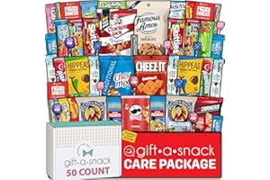 NUT CRAVINGS Gift A Snack - Holiday Christmas Snack Box Variety Pack Care Package + Greeting Card (50 Count) Xmas Stocking Stuffers, Sweet Treats Gift Basket, Candies Chips Crackers Bars, Crave Food Assortment