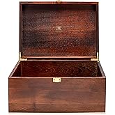 Wooden Gift Boxes - Large Memory Box For Keepsakes, Decorative Boxes With Lids, Wooden Box With Hinged Lid, Wood Boxes, Storage Box With Lid, Storage Box (Chocolate Brown)