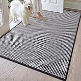 DEXI Ultra Thin Door Mat Indoor Entrance 36x56, Non Slip Rubber Backed Entryway Mats Dirt Trapper, Low Profile Front Doormat for Inside Entry, Patio, Porch, Grey and White